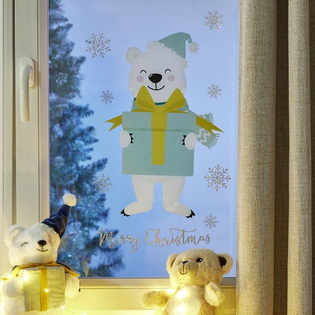 Sticker repositionnable motif ours de no&euml;l