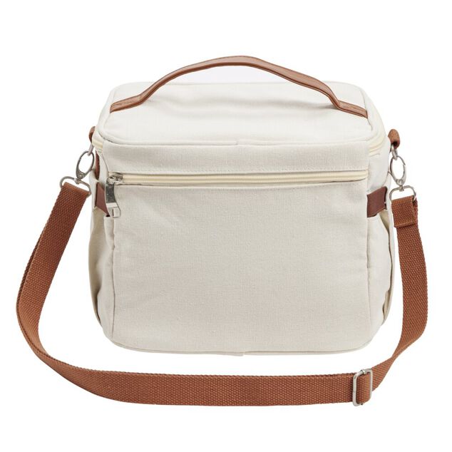 Sac repas isotherme polyester beige et marron 25x20xH20cm