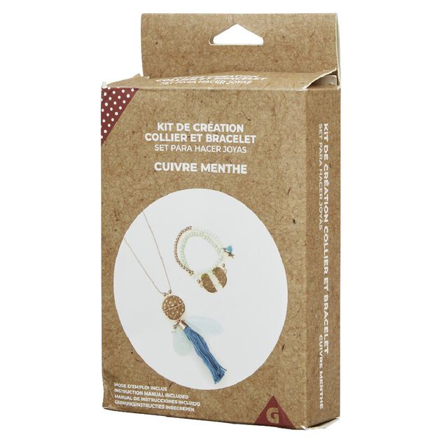 Kit de cr&eacute;ation collier et bracelet cuivre menthe