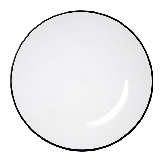 Assiette plate ronde liser&eacute; noir verre transparent &Oslash;26cm