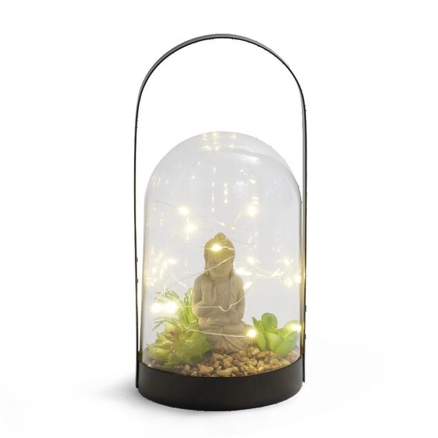 D&eacute;coration LED &agrave; poser avec int&eacute;rieur Bouddha &Oslash;12,5xH29cm