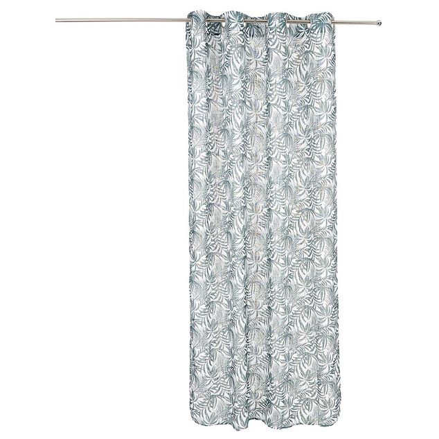 Voilage polyester 140x240cm imprim&eacute; feuillage blanc et vert