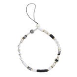 Bijou de téléphone perles doré blanc noir L17cm