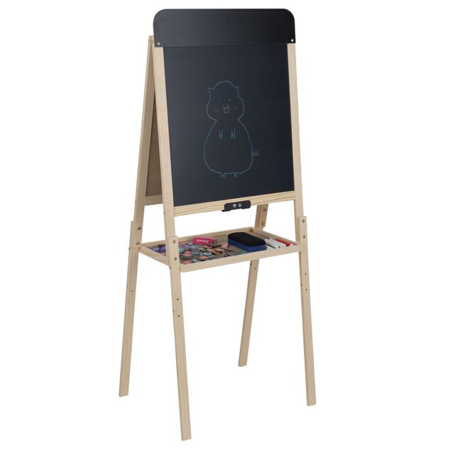 Tableau magique bois enfant 2en1 face blanche et face noir LCD 44x33x106cm