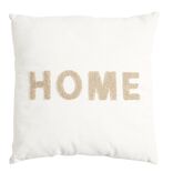 Coussin carré uni avec mot positif tissu en relief 40x40cm (4 modèles)