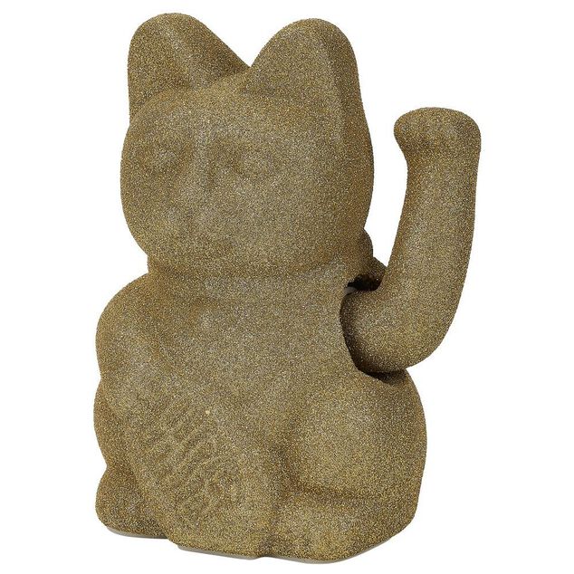 Chat porte-bonheur velours vert 11xH15x9cm