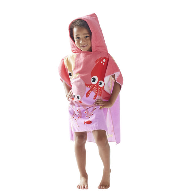Poncho sortie de plage enfant avec capuche motif dinosaure 60x60xH120cm