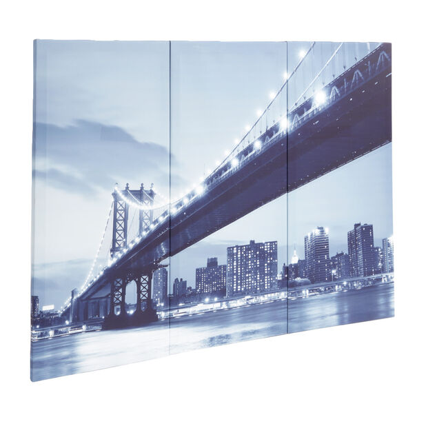 Toile triptyque imprim&eacute; pont Manhattan 80x60cm