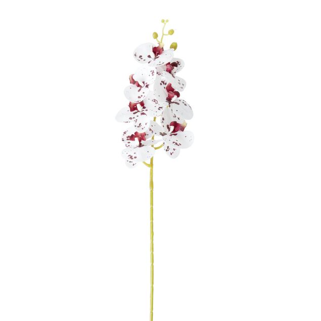 Fleur artificielle tige orchidée blanche et rouge H92cm
