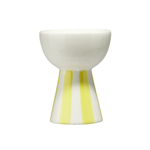 Coquetier motif bayad&egrave;re rayures color&eacute;es dolomite &Oslash;5xH6,5cm