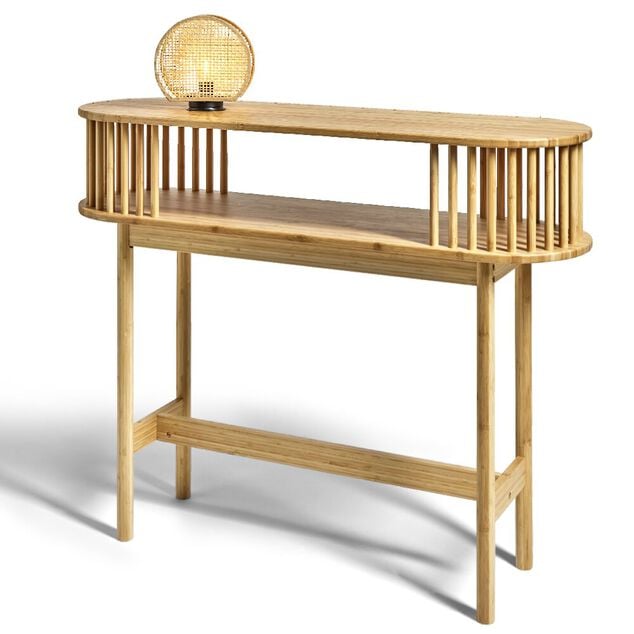 Console Ga&iuml;a bambou naturel - L100xP30xH80cm