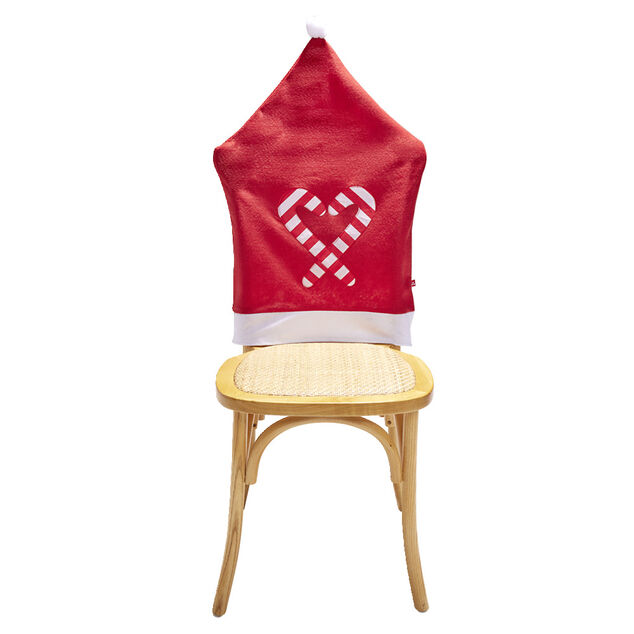 Housse de chaise No&euml;l &agrave; pompon rouge et blanche 48x70cm (4 mod&egrave;les)