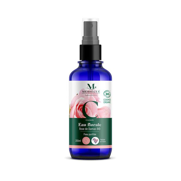 Eau florale rose de Damas bio Mességué peau purifiée spray 200ml
