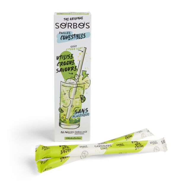 Lot de 6 pailles comestibles goût citron vert