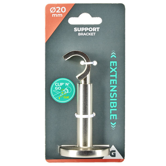 Support tringle à rideaux extensible ouvert alu brossé Ø20mm