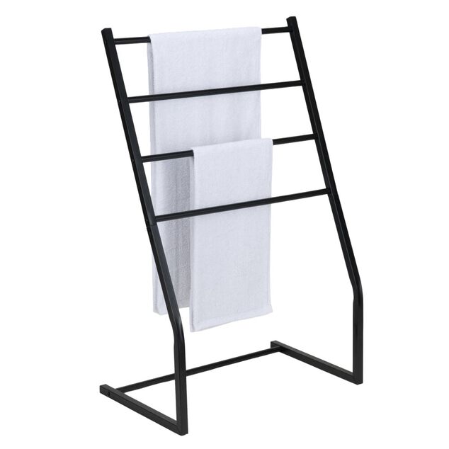 Porte-serviette &agrave; poser 4 niveaux m&eacute;tal noir 60x36xH95cm