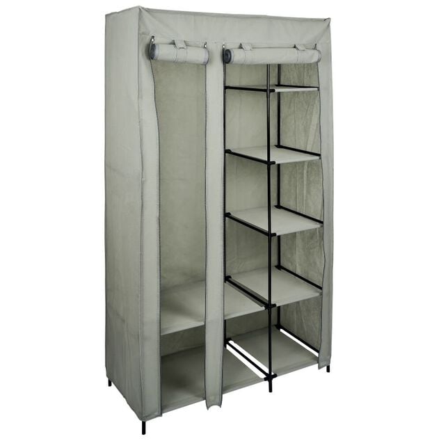 Armoire textile avec 7 &eacute;tag&egrave;res et portant 100x45x174cm