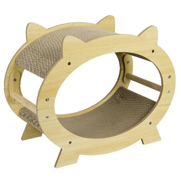 Griffoir pour chat avec couchage bois naturel 47x23xH36,5cm