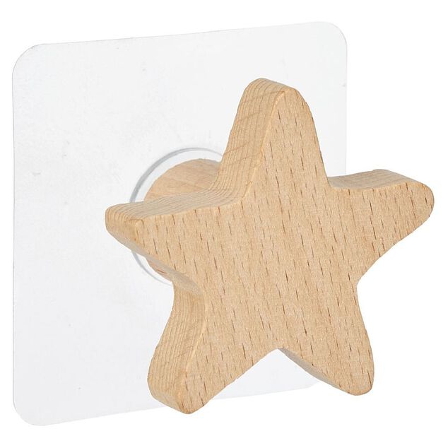 Crochet en bois forme lune, &eacute;toile ou nuage