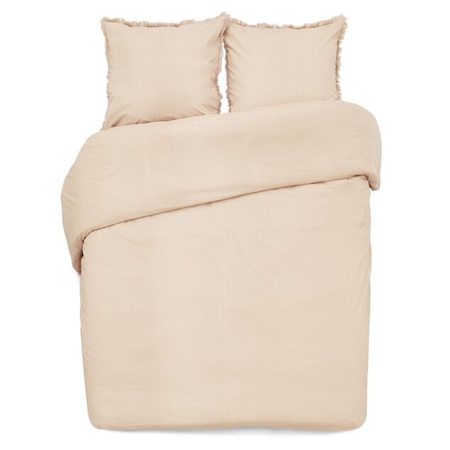 Parure de lit 2 personnes 220x240cm effet lin rose nude uni