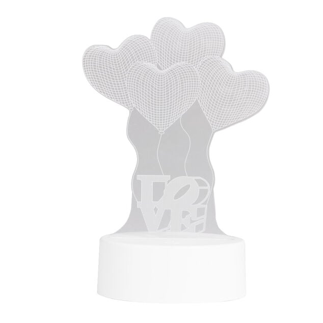 Lampe LED 3D filigrane ballons coeurs LOVE 12,5x9,8xH18,5cm
