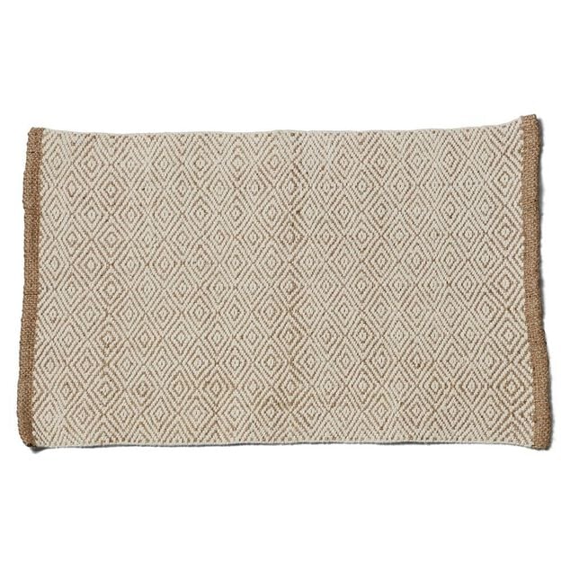 Tapis rectangulaire jute beige blanc 60x90 cm