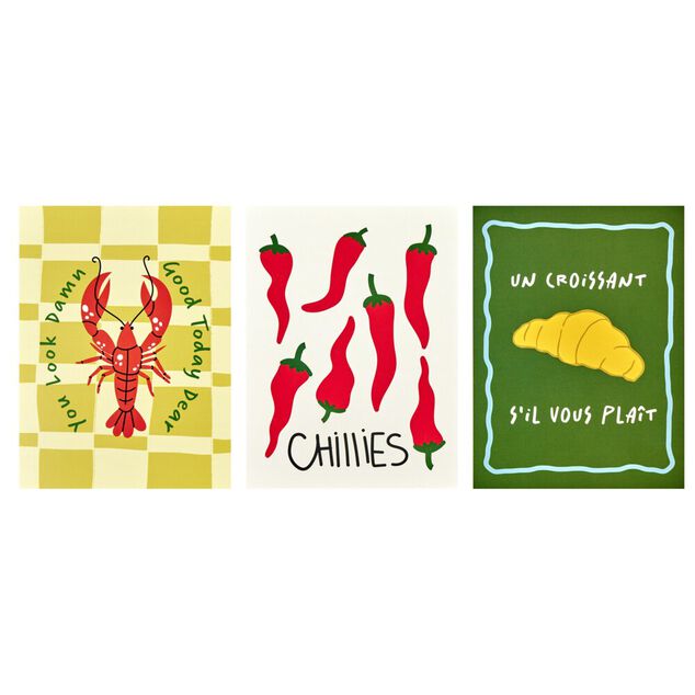 Affiche d&eacute;co x3 papier th&egrave;me cuisine 50x70cm (4 mod&egrave;les)