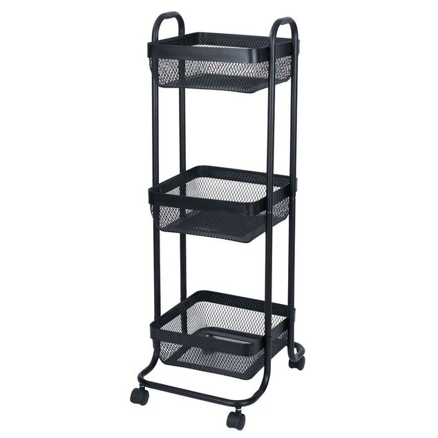 Desserte en métal noir 3 niveaux - L.34xl.27,3xH.78,5cm