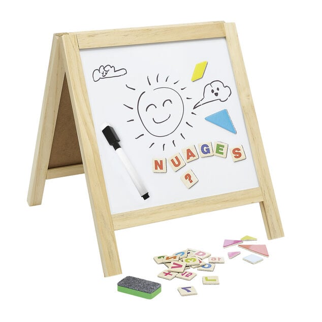 Tableau ardoise bois 1 c&ocirc;t&eacute; magn&eacute;tique 1 c&ocirc;t&eacute; craie L26,5xH32cm