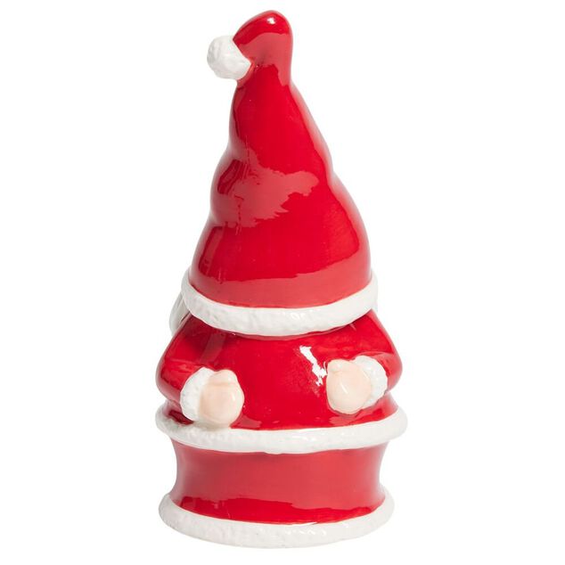 P&egrave;re No&euml;l lumineux 1LED c&eacute;ramique rouge et blanc H15,5cm