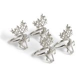 Rond serviette renne m&eacute;tal argent&eacute; x4