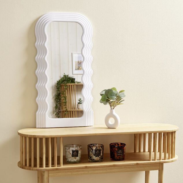 Grand miroir Wavy 110x46cm blanc