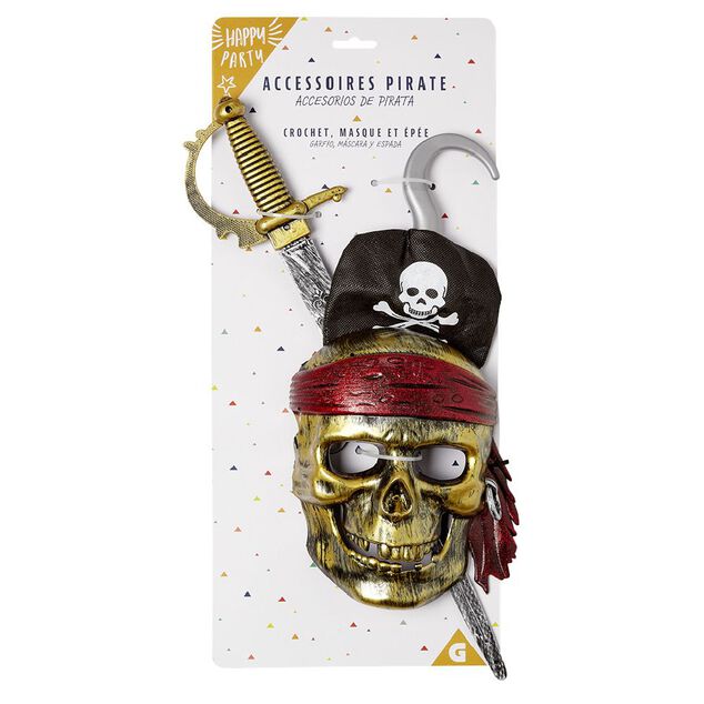 Masque de pirate avec crochet et &eacute;p&eacute;e