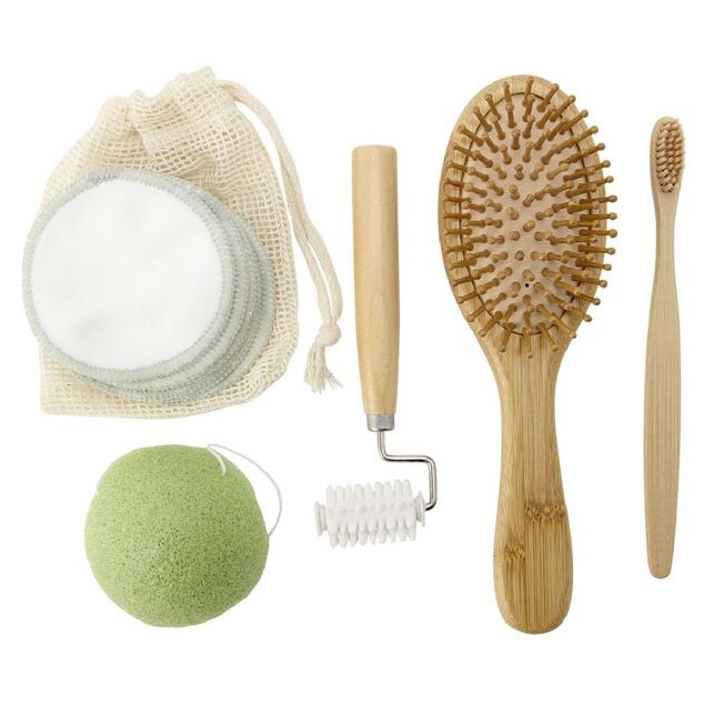 Coffret salle de bain en bambou 6 pi&egrave;ces