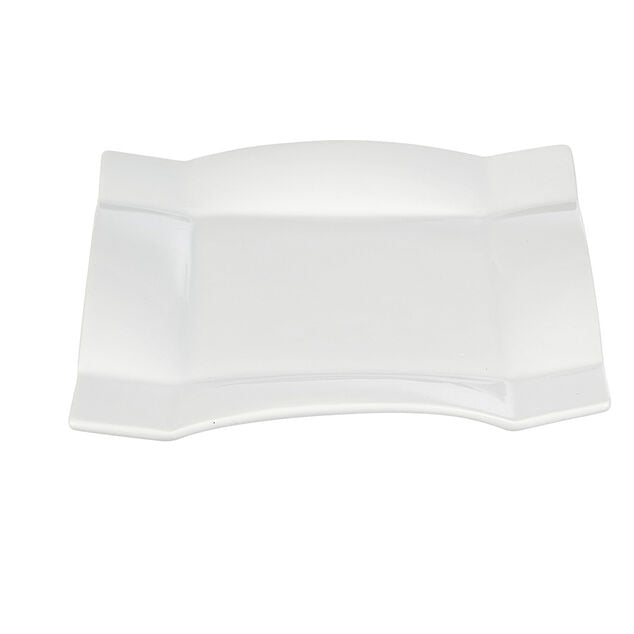 Assiette &agrave; dessert carr&eacute;e porcelaine uni blanc 20x20cm