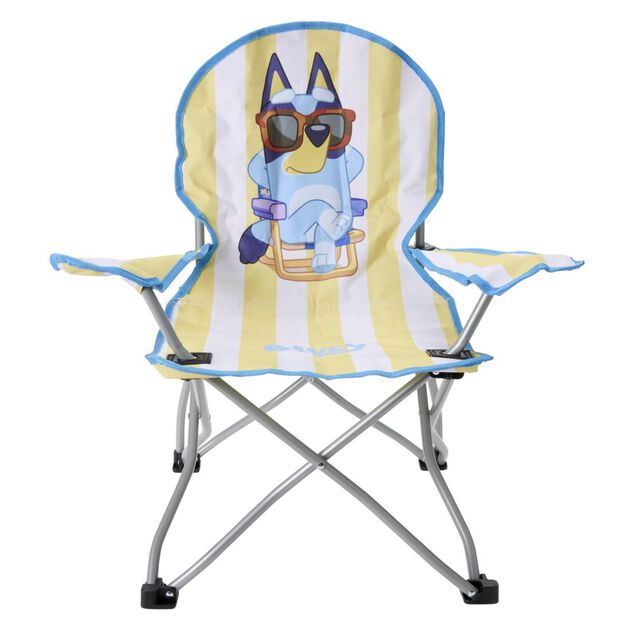 Fauteuil p&ecirc;cheur enfant pliable Bluey m&eacute;tal et polyester jaune  59x39xH62cm