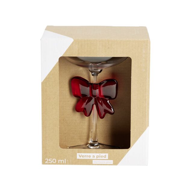 Verre à pied 250ml avec noeud rouge Ø10,5xH17,5cm