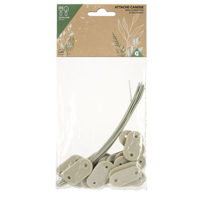 Attache brise-vue x26 m&eacute;tal et plastique jaune 15x10cm