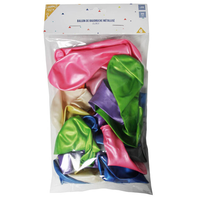 Ballon de baudruche nacr&eacute; multicolore x20
