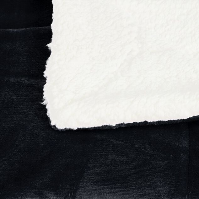 Plaid pilou pilou r&eacute;versible noir et blanc 127x152cm