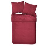 Parure de lit 2 personnes 240x220cm polyester tissu satiné rouge 3 pièces