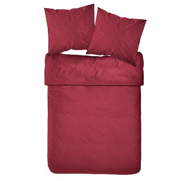 Parure de lit 2 personnes 240x220cm polyester tissu satiné rouge 3 pièces