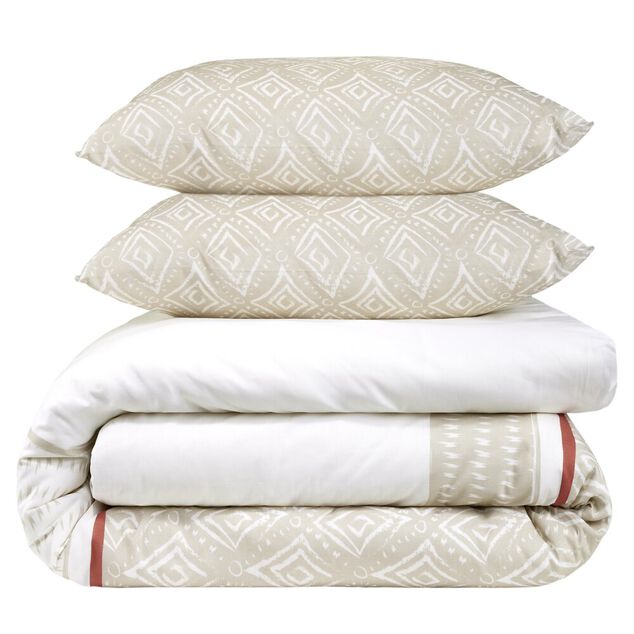 Parure de lit 220x240cm 2 personnes micro lav&eacute;e &agrave; motifs (3 mod&egrave;les)