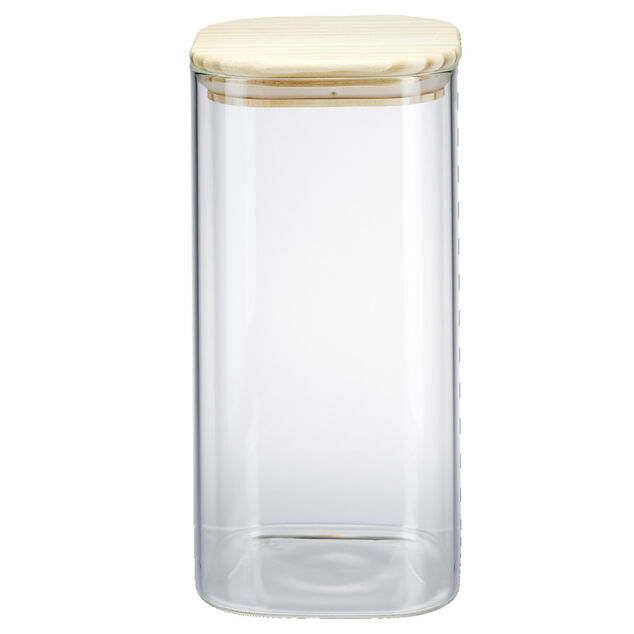 Bocal de conservation 1,4L en verre avec couvercle en bois