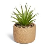 Plante artificielle verte pot ciment relief terracotta Ø10xH17cm
