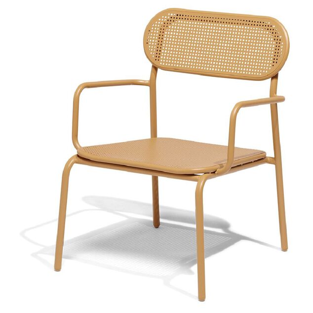 Fauteuil de jardin bas Faro empilable m&eacute;tal orange 56x56xH75cm