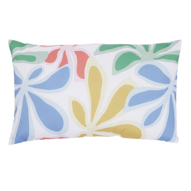 Coussin de jardin rectangulaire feuillage color&eacute; et blanc 30x50cm