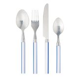 M&eacute;nag&egrave;re 16 pi&egrave;ces inox et plastique bayad&egrave;re blanc et bleu