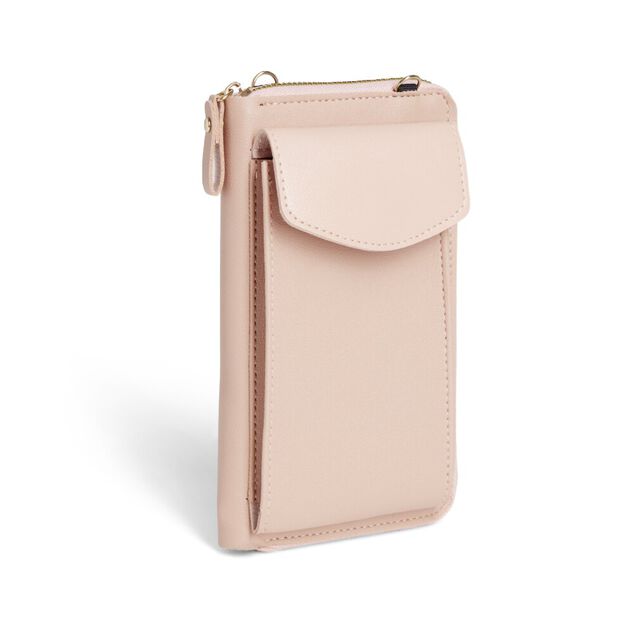 Pochette t&eacute;l&eacute;phone double zip polyur&eacute;thane et m&eacute;tal