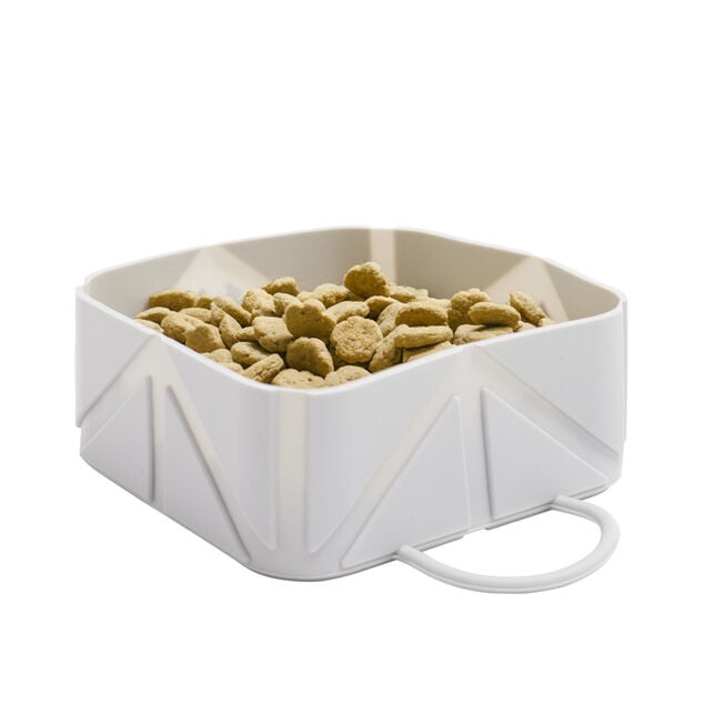 Gamelle pour chien ou chat pliante en silicone gris 11x11xH4,5cm